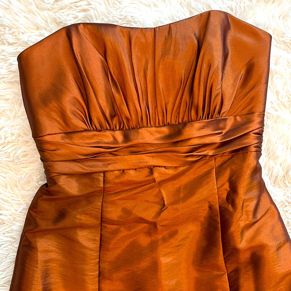 Vibrant Copper floor length gown - Size 8 - New w/ tags! - wear w/ or w/o straps - Picture 3 of 9